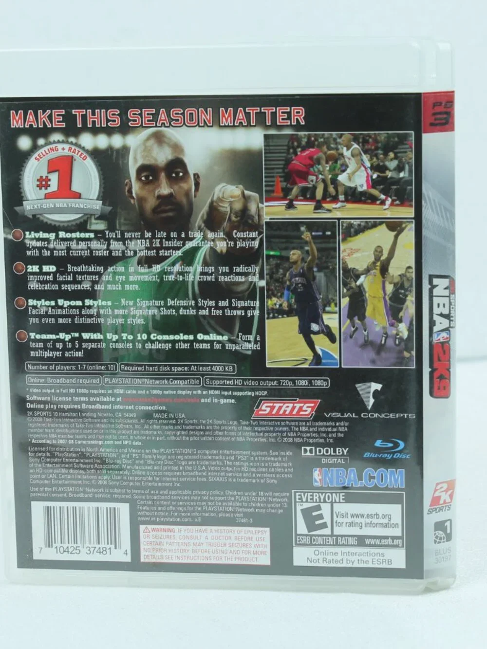 NBA 2K9 (PS3 PlayStation 3) Complete CIB Basketball